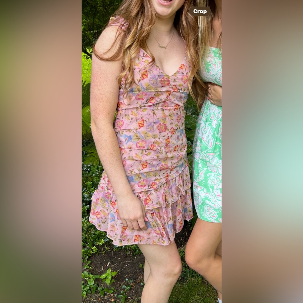 Floral Pink Ruffle Dress